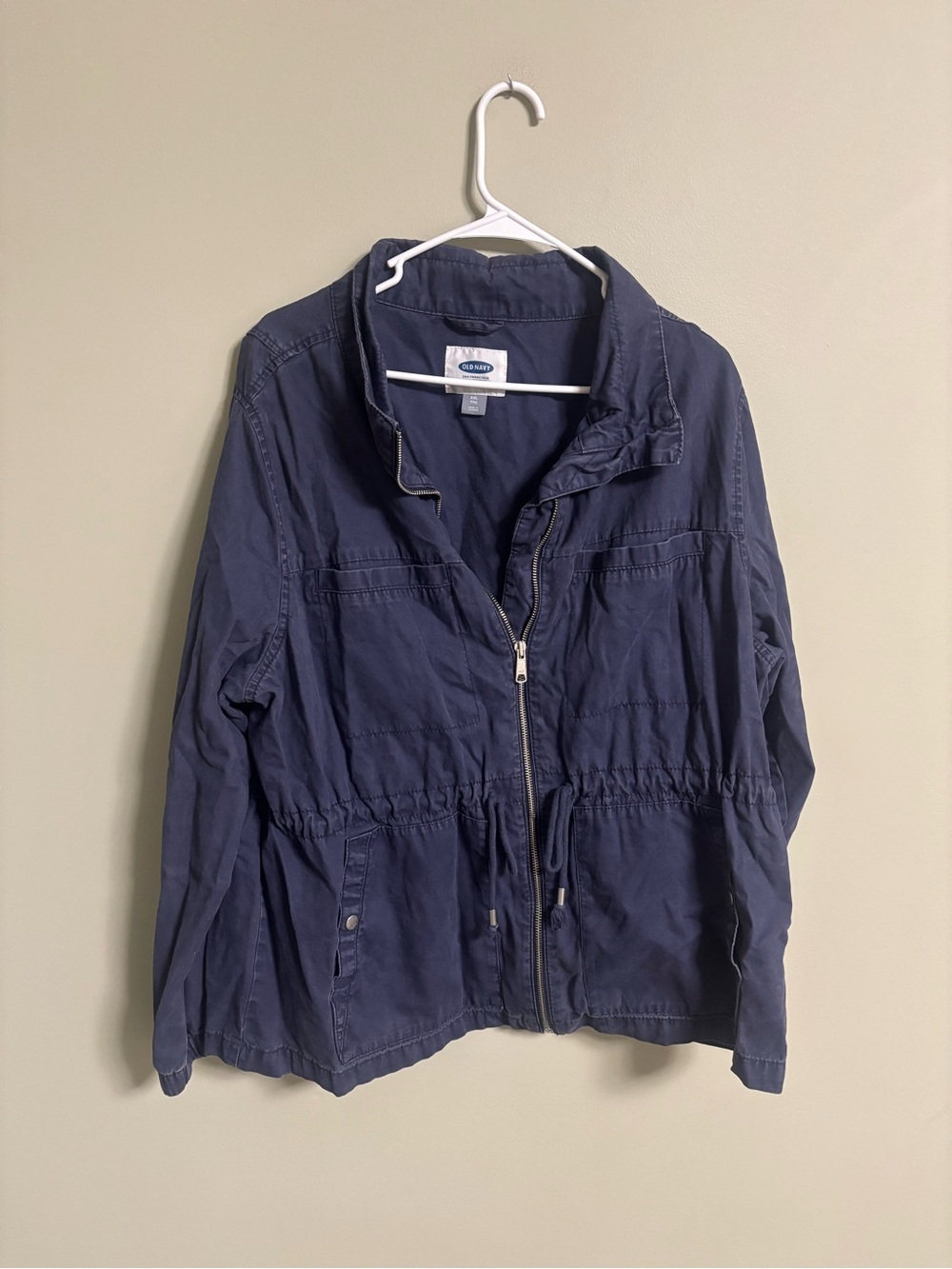Old Navy Utility Field Jacket Size XXL Dark Blue Canvas Full Zip Drawstring
